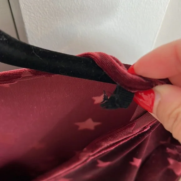 Vintage Havana Maroon Velvet Star Burnout Long Bell Sleeve Wrap Blouse Medium - Picture 4 of 6